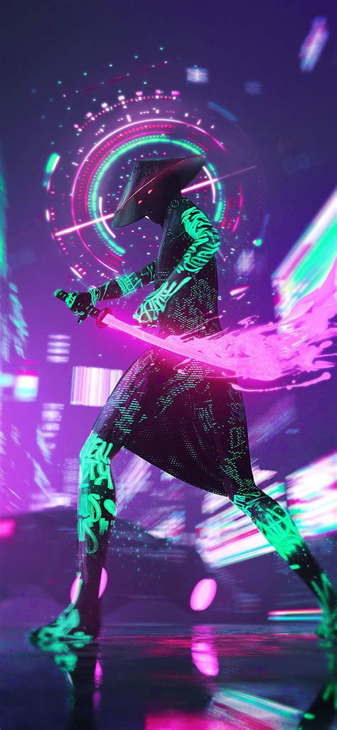 Download 4k Neon Iphone Cyberpunk Sword Wallpaper | Wallpapers.com