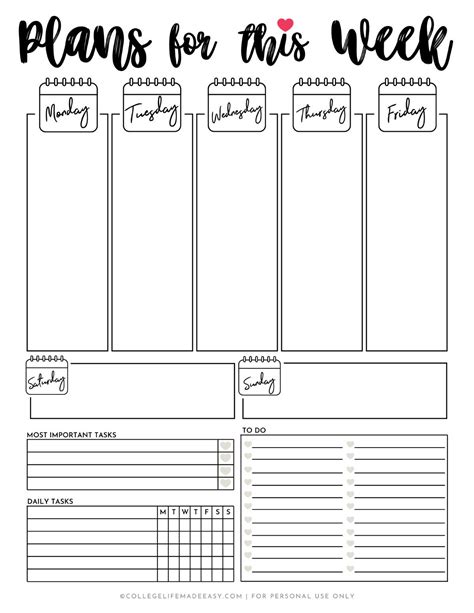 A Cute Printable Weekly Planner to Help You Tackle Life | Study planner printable, Weekly ...