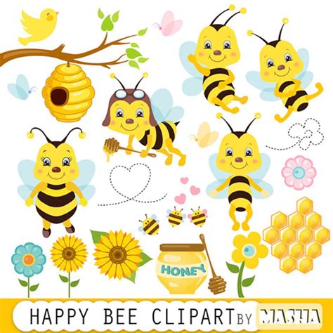 Honey Bee Clipart: bee Clipart Bees Clip Art, Bumble Bee Clipart for Scrapbooking, Cardmaking ...