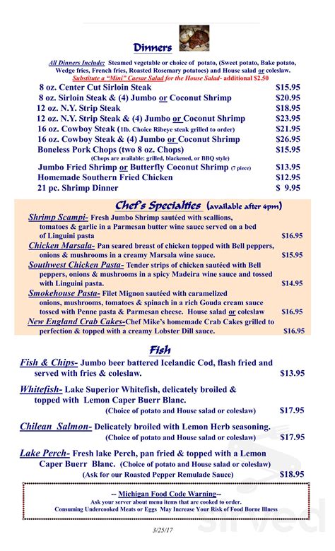 Zukey Lake Tavern menu in Pinckney, Michigan, USA