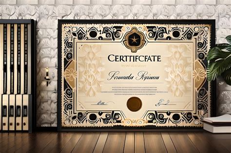 Premium AI Image | a certificate with a gold frame and a black and gold design on the bottom.