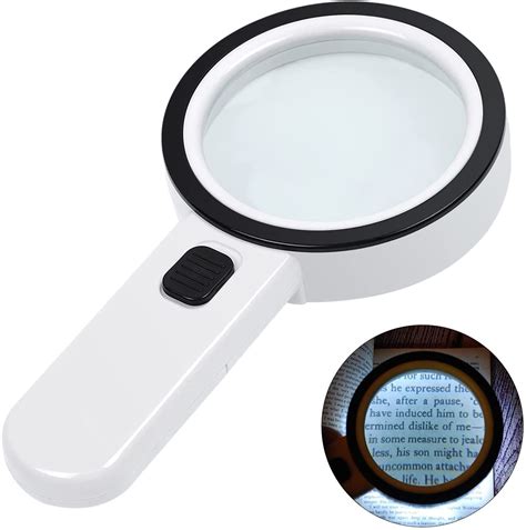 Illuminated Reading Magnifier, 30X Magnifier with 12 LED Light ...