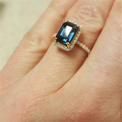Peacock sapphire engagement ring. 2.6ct emerald cut blue green sapphire ring diamond ring 14k ...