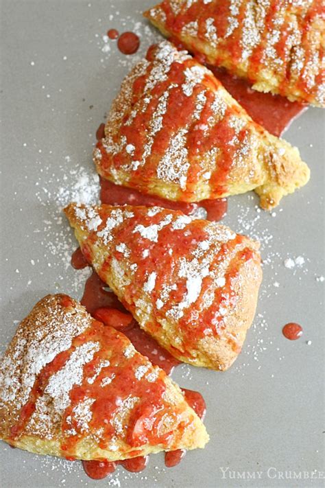 Lemon Scones with Strawberry Glaze