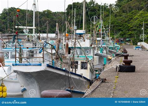 Japanese Fishing Boats in a Wharf Stock Photo - Image of boat, fishing: 187048848