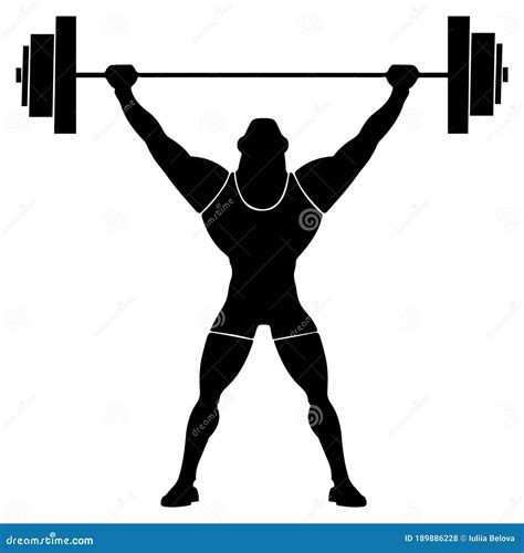 Weightlifter Weight Lifter with a Raised and Fixed Weight. Barbell in the Hands. Vector ...