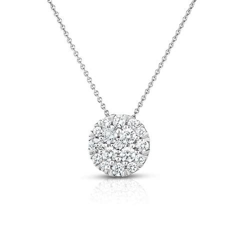 Round Diamond Cluster Pendant, 14K White Gold | Diamond Stores Long Island - Fortunoff Jewelry ...