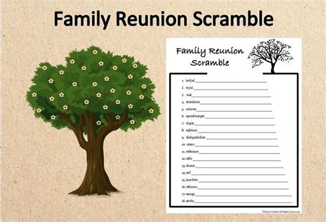 Instant Download Family Reunion Word Scramblefamily Reunion Printable ...