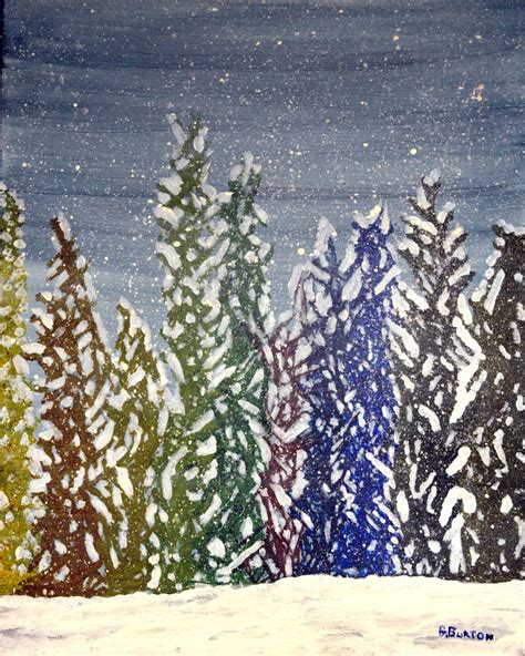 Snowy forest | Snowy forest, Painting, Acrylic painting