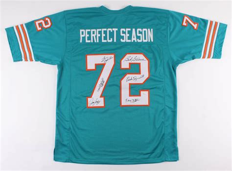 1972 Dolphins "Perfect Season" Jersey Signed by (6) with Larry Little, Jim Langer, Bob Griese ...