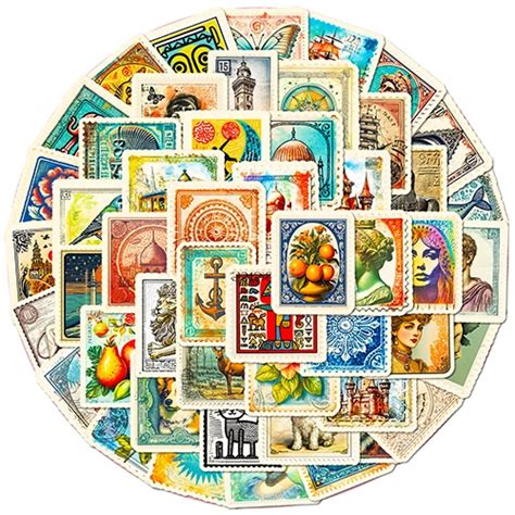 50Pcs Vintage Stamp Stickers - Wholesale Stickers