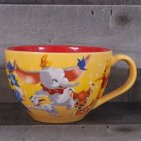 DISNEY STORE WINNIE The Pooh Large Coffee Soup Mug Two Tone Yellow Red ...