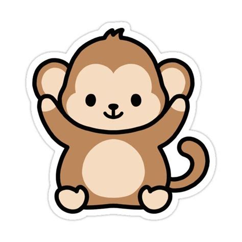 "Monkey" Sticker for Sale by littlemandyart | Cute doodles, Monkey ...