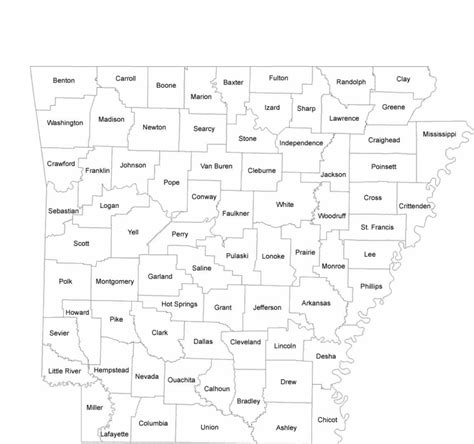 Arkansas County Map with County Names Free Download