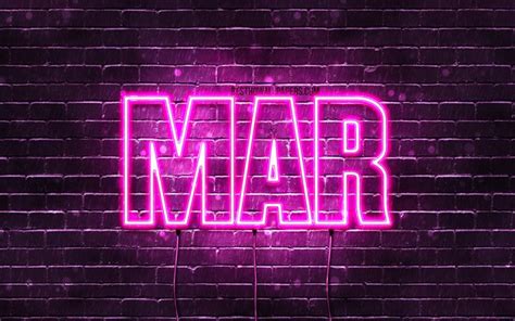 Download wallpapers Mar, 4k, wallpapers with names, female names, Mar name, purple neon lights ...