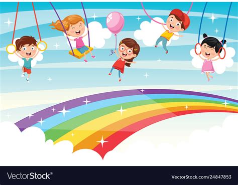 Rainbow children Royalty Free Vector Image - VectorStock