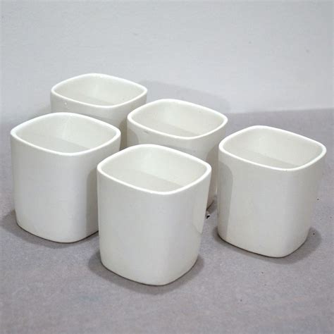 Square White Ceramic Pots (Set of 5) — Mudfingers