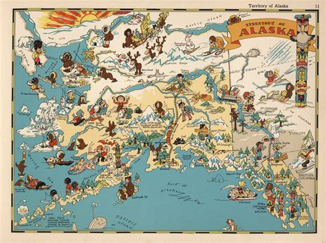 1935 Cartoon Map of Alaska Pictorial Map Fine Reproduction - Etsy ...