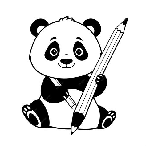 Premium Vector | Joyful panda drawing illustration for colouring page