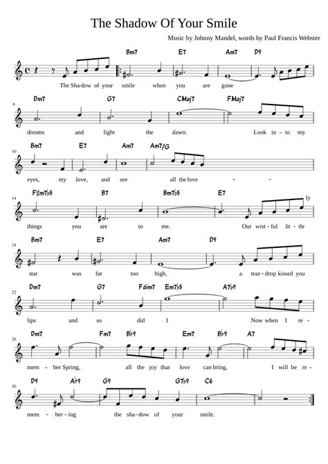 The Shadow Of Your Smile Sheet music for Guitar (Solo) | Musescore.com