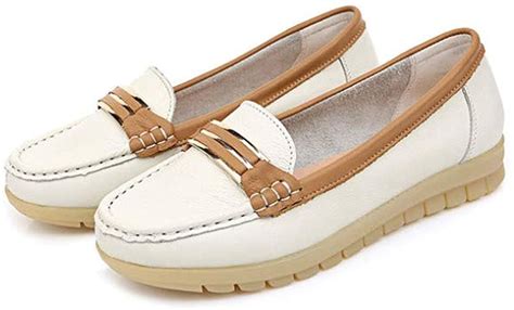 JOYBI Women Penny Loafers Soft Leather Round Toe Slip On Comfortable Wild Casual Flat Walking ...