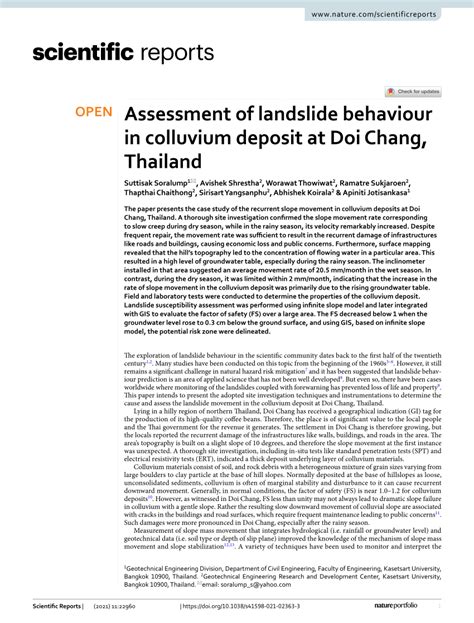 (PDF) Assessment of landslide behaviour in colluvium deposit at Doi ...