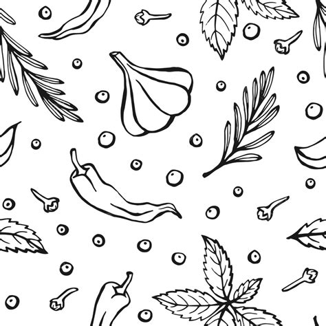 Seamless Pattern With Herbs And Spices, Health, Herbal, Ingredient PNG and Vector with ...