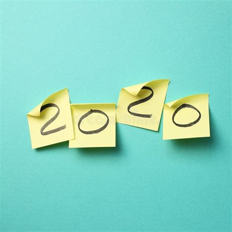 Happy New 2020 Year Text on Memo Paper on Mint Green Background Stock ...