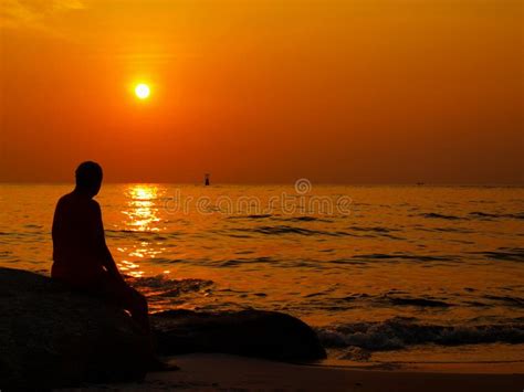 Man Sunset beach. stock photo. Image of lonely, male - 30516806