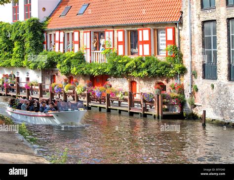 Canal cruise, Bruges, Belgium, Europe Stock Photo - Alamy