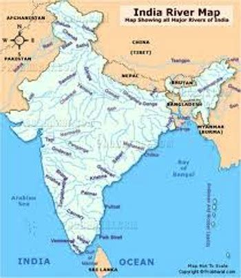 The Ganges River, Indus River and oceans surrounding India.