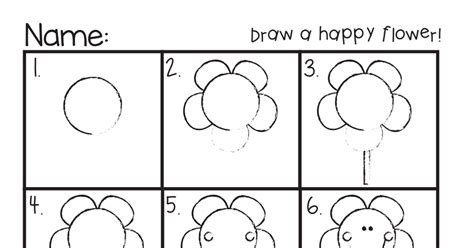 Happy Flower Directed Drawing.pdf | Directed drawing kindergarten, Flower drawing, Art drawings ...