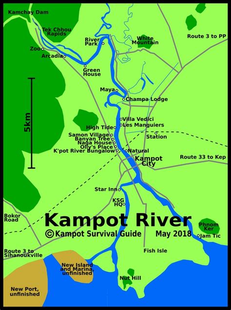 Kampot River Map. Kampot, Cambodia. Courtesy The Kampot Survival Guide ...