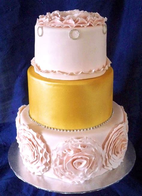 Pink And Gold Wedding Cake