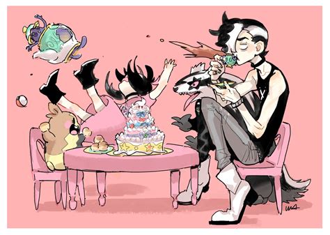 marnie, morpeko, morpeko, piers, alcremie, and 5 more (pokemon and 2 more) drawn by usakomu ...