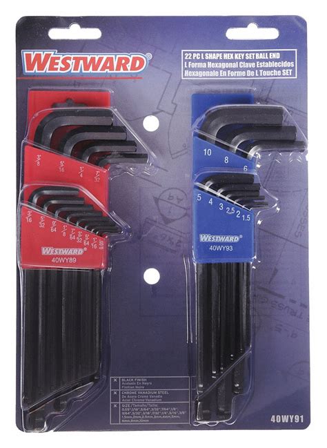 Ball End Hex Key Set, Black Oxide, Number of Pieces 22 - Grainger