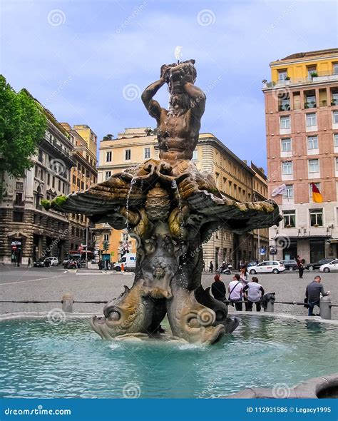 Bernini Triton Fountain - Piazza Barberini Editorial Photo - Image of ...