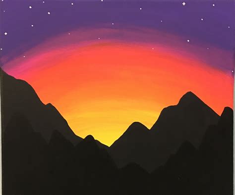 Paint a Mountain Sunset (for Beginners) | Картины гор, Расписанный ...