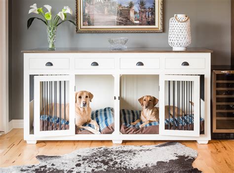 Custom Hardwood Double Dog Kennel Furniture with Drawers | Etsy ...