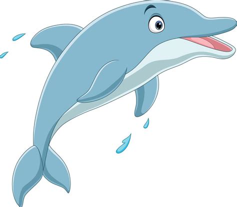 Cartoon happy blue dolphin jumping 15220101 Vector Art at Vecteezy