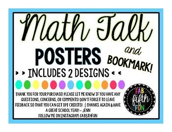 Math Talk Posters by Fab 5th Fun | Teachers Pay Teachers