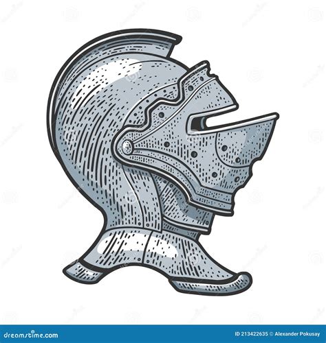 Knight Helmet Sketch Vector Illustration Stock Vector - Illustration of ...