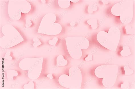 Paper pink hearts fly on soft pink color background. Valentine day ...