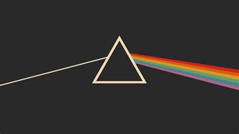 gruvbox, Refraction, minimalism, simple background, rainbows, pyramid, album covers, Pink Floyd ...