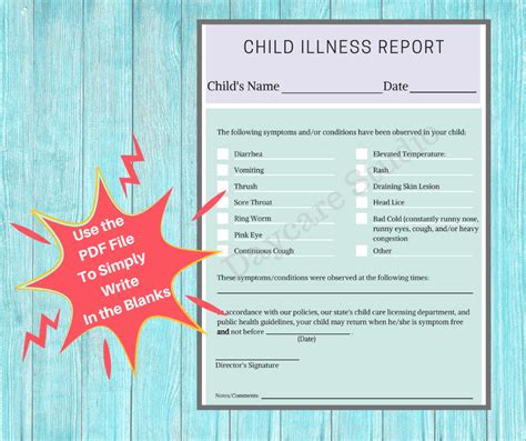 Child Illness Notice | Child Sick Report | Daycare Forms — Daycare Studio