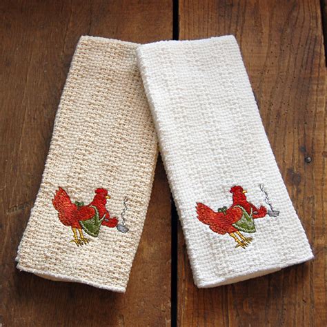 24″x15″ Cotton Kitchen Towel with Decorative Embroidery