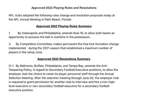 Ian Rapoport on Twitter: "Here are the rules changes and resolutions ...