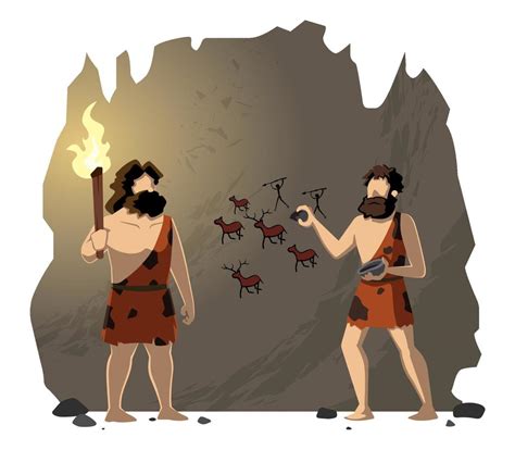 Cavemen Drawing Cave Painting 13076848 Vector Art at Vecteezy