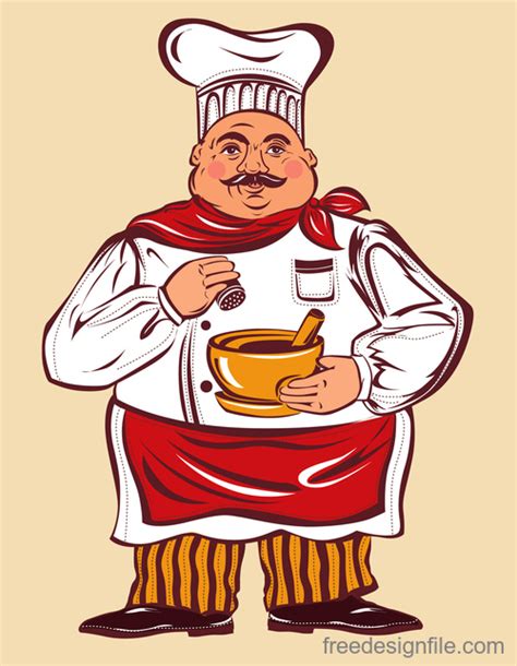 Funny chef hand drawn vector free download