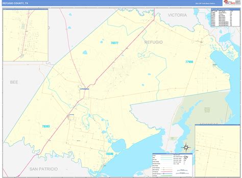 Refugio County, TX Zip Code Wall Map Basic Style by MarketMAPS